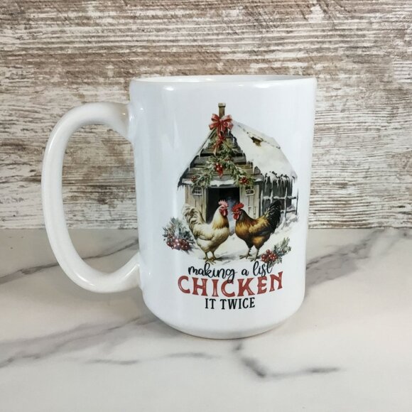 Making a List Chicken it Twice Ceramic Coffee Mug - 15 oz - Picture 3 of 5